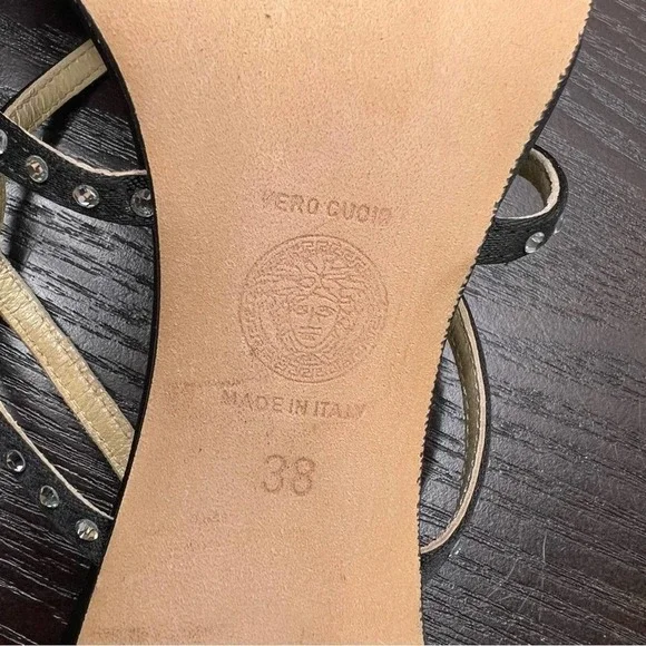 Versace Black rhinestone embellished heels 38/7 - Picture 4 of 12